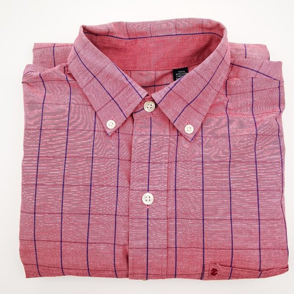 Izod Men's Button Down Cotton Shirt Red Plaid - Picture 1 of 9